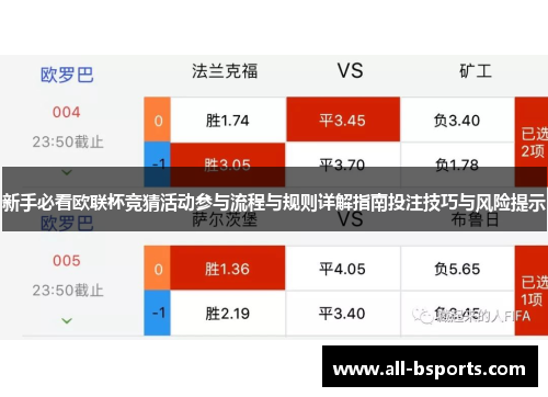 新手必看欧联杯竞猜活动参与流程与规则详解指南投注技巧与风险提示 新手必看欧联杯竞猜活动参与流程与规则详解指南投注技巧与风险提示