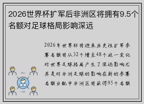 2026世界杯扩军后非洲区将拥有9.5个名额对足球格局影响深远 2026世界杯扩军后非洲区将拥有9.5个名额对足球格局影响深远